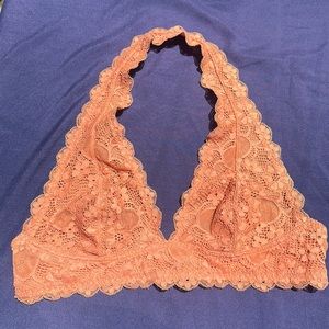 Free People Intimately Free Bralette lacy floral design peach size L